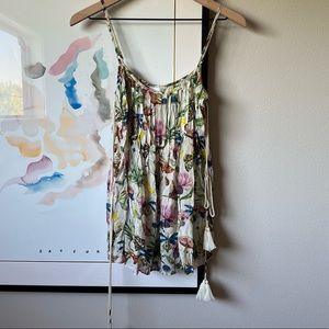 NWT Tryb Spain floaty floral tasseled tank top size S
